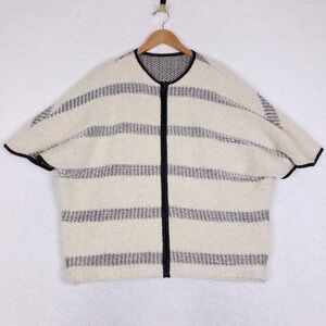 St John Vintage Cape Jacket 6 Striped Zip Front Poncho Dolman Knit Quiet Luxury